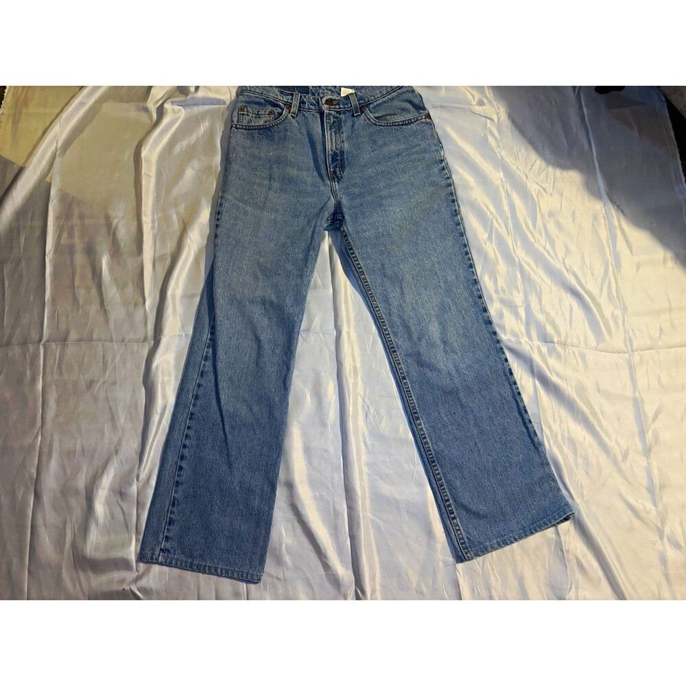 Vintage Levi's 517 Boot Cut Jeans Light Wash Denim Made in USA Red Tab 11 JR M